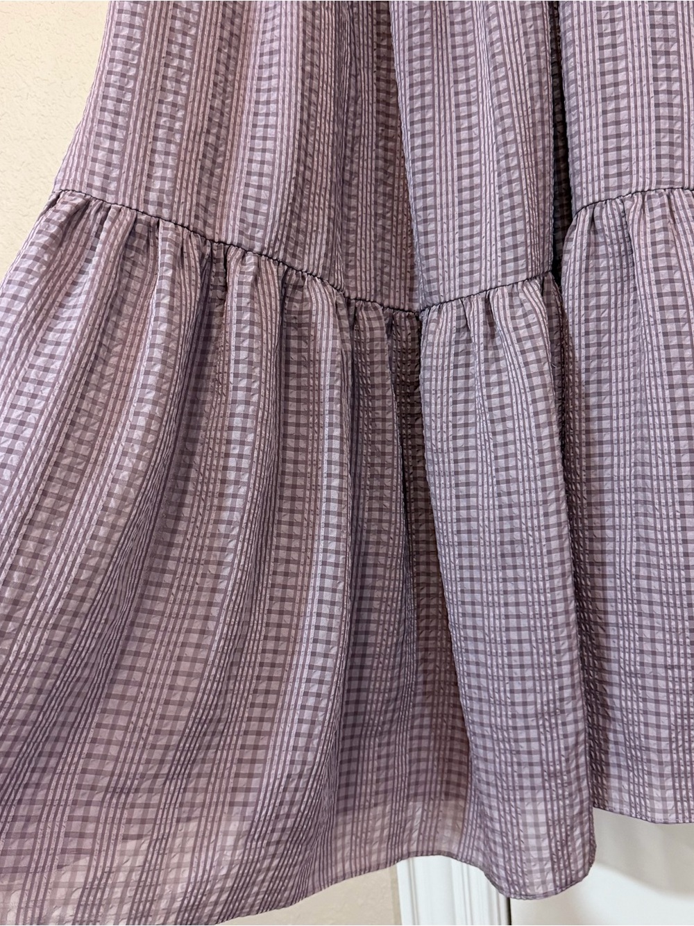 Madewell Square-Neck Tiered Midi Dress in Textured Seersucker - Picture 7 of 16